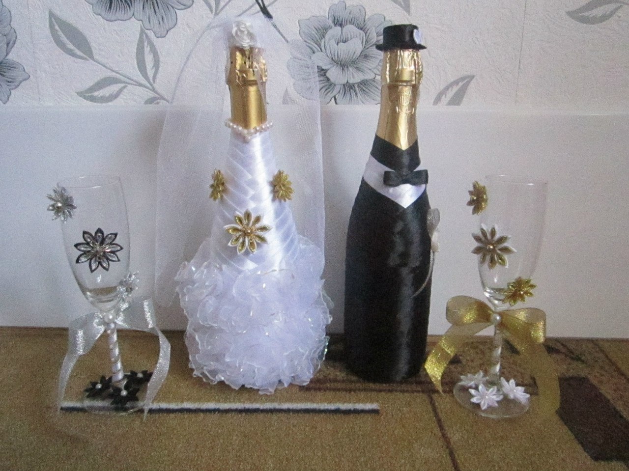 Свадебные бутылки канзаши